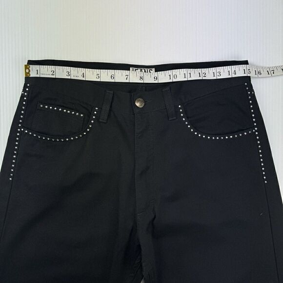 Iceberg Jeans 31 Vintage Black Jeans Rhinestone Trim Denim Y2K Glam - Picture 9 of 14